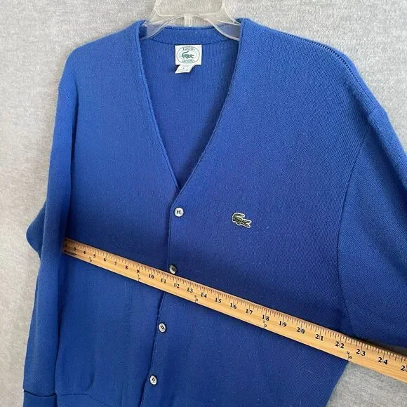 Izod Lacoste Grandpa Cardigan Sweater Mens L Mr Rogers Orlon Vintage Made in USA - Picture 5 of 9